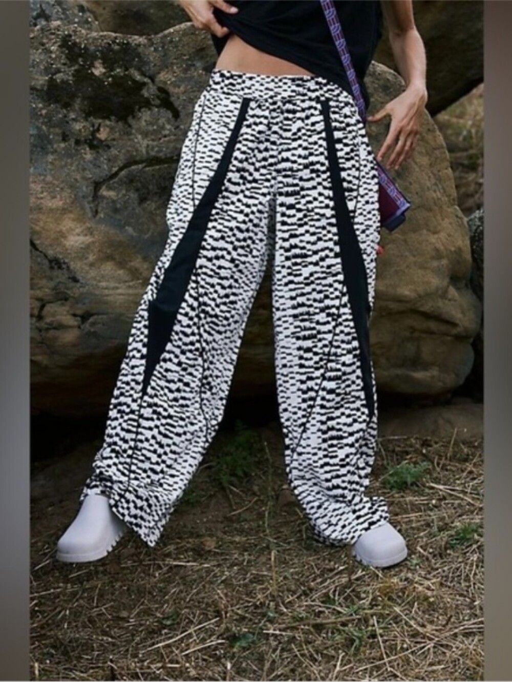 Free People Movement Jogger Black And White Large